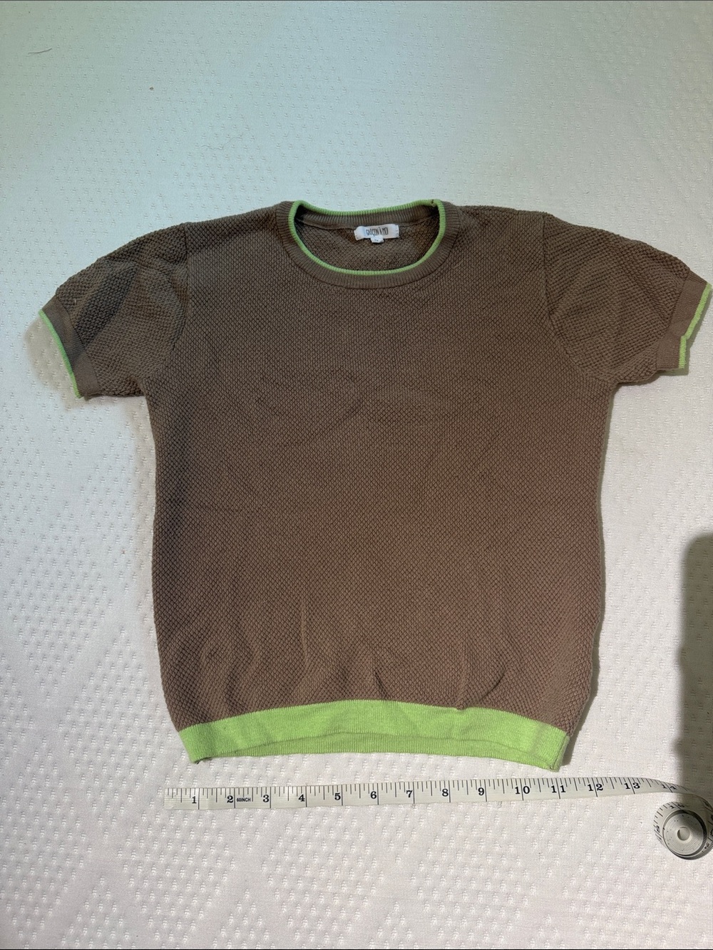 COS Brown Knit Top with Lime Trim